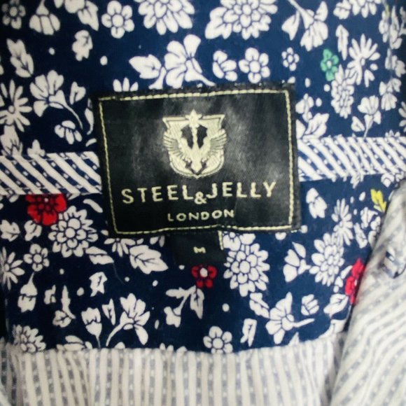 Steel & Jelly London Men M White Long Sleeve Flip Cuff Button Down Dress Shirt - Picture 8 of 10